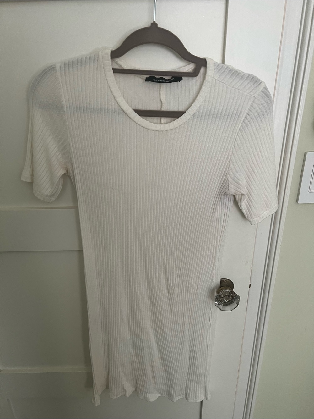 Reformation Cream Ribbed Mini Dress